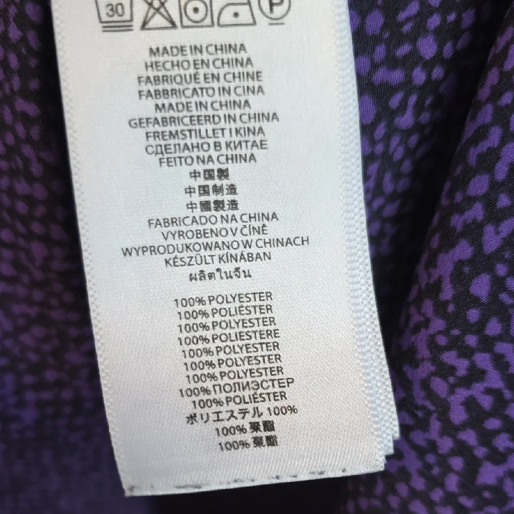 Michael Kors Purple and Black Printed Blouse Size Large